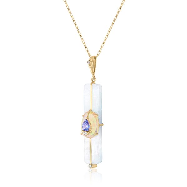 MOONSTONE STICK PENDANT WITH OPAL AND TANZANITE Cheap