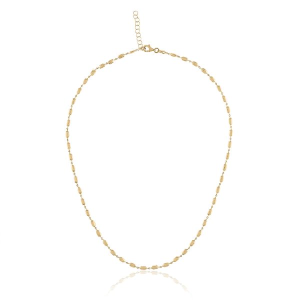 14K YELLOW GOLD BAR BARREL CHAIN Fashion