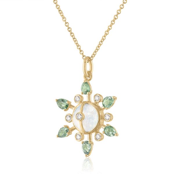 Jasmine Moonstone Pendant with Green Sapphires For Cheap