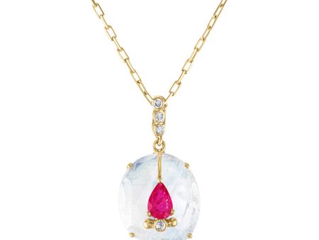 MOONSTONE AND RUBY PENDANT Online Hot Sale