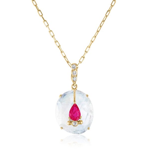 MOONSTONE AND RUBY PENDANT Online Hot Sale