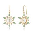 Jasmine Moonstone and Green Sapphire Earrings For Sale