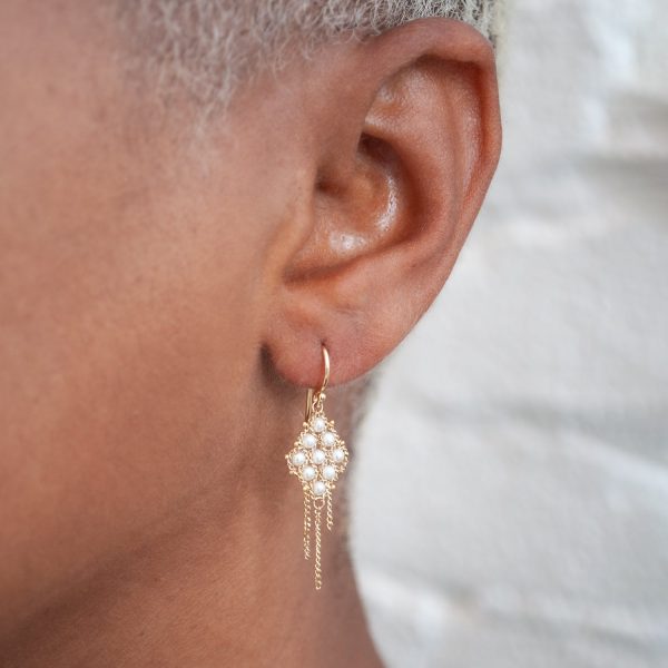 Pearl Woven Lattice Earrings on Sale