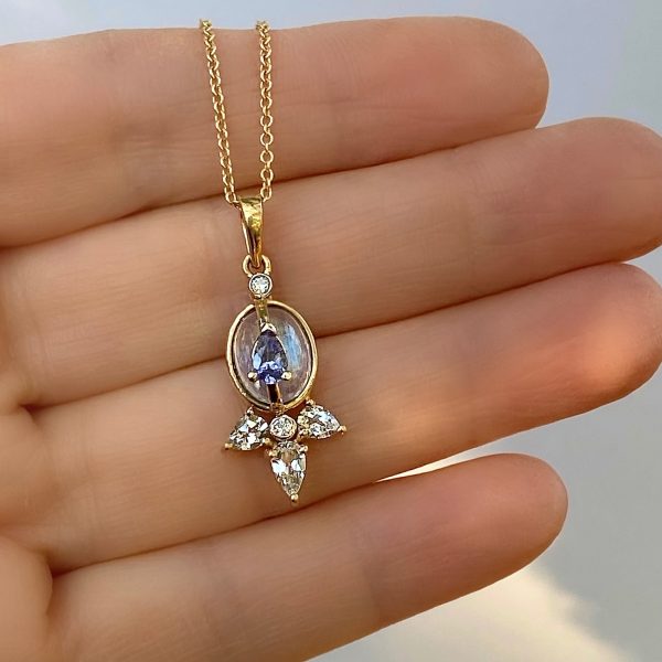 Petite Moonstone Pendant with White Topaz Discount