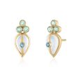 MOONSTONE AND BLUE TOPAZ STUD EARRINGS Supply