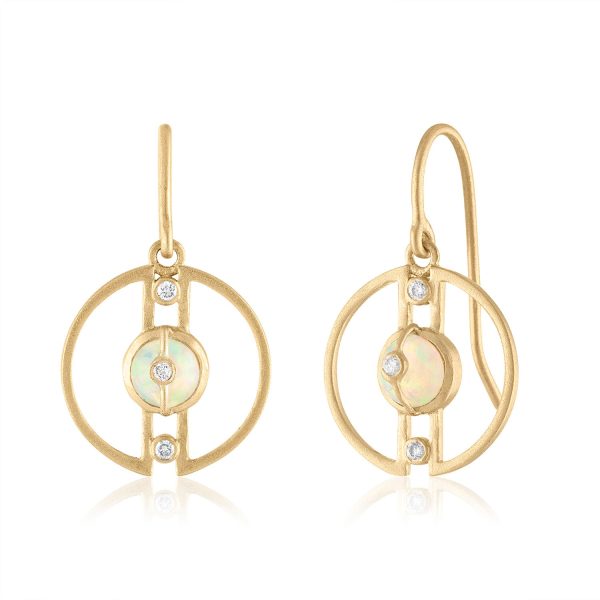 Petite Hoop Earrings with Ethiopian Opals and Diamonds Online Sale