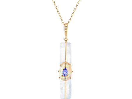 MOONSTONE STICK PENDANT WITH OPAL AND TANZANITE Cheap