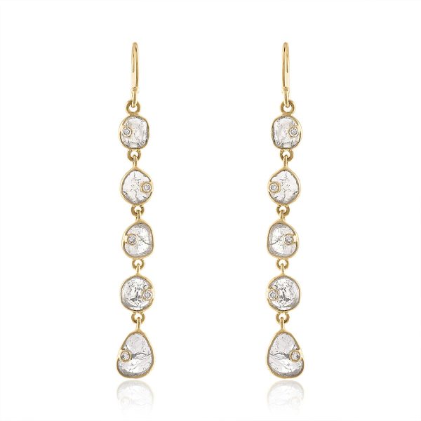 ALYA DIAMOND SLICE LINEAR EARRINGS Supply